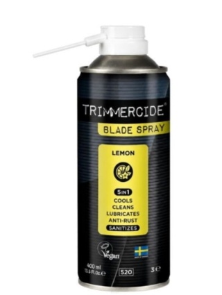 TRIMMERCIDE SPRAY DO CZYSZCZENIA I KONSERWACJI OSTRZY MASZYNEK 5W1 LEMON 400 ML