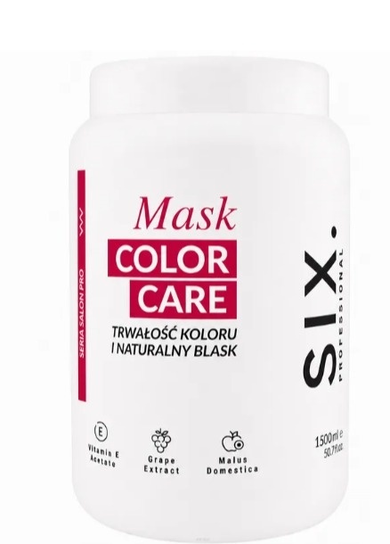 SIX PROFESSIONAL COLOR MASK COLOR CARE MASKA DO WŁOSÓW TRWAŁOŚĆ KOLORU I NATURALNY BLASK 1500 ML