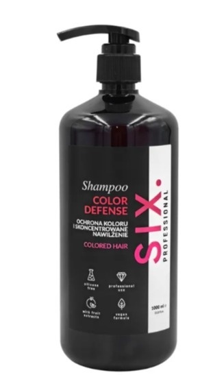 SIX PROFESSIONAL COLOR DEFENSE SZAMPON DO WŁOSÓW FARBOWANYCH OCHRONA KOLORU I NAWILŻENIE 1000 ML
