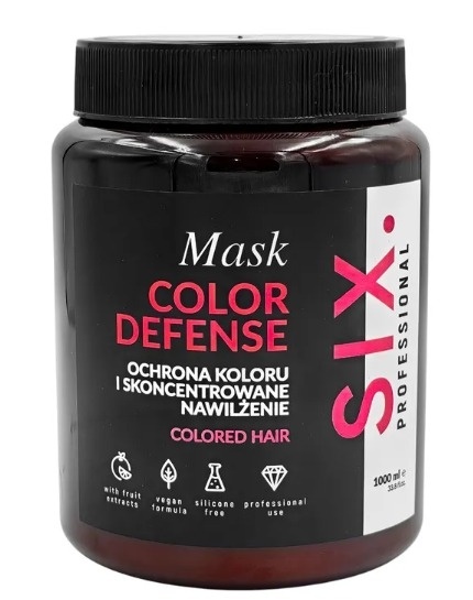 SIX PROFESSIONAL COLOR DEFENSE MASKA DO WŁOSÓW FARBOWANYCH OCHRONA KOLORU I NAWILŻENIE 1000 ML