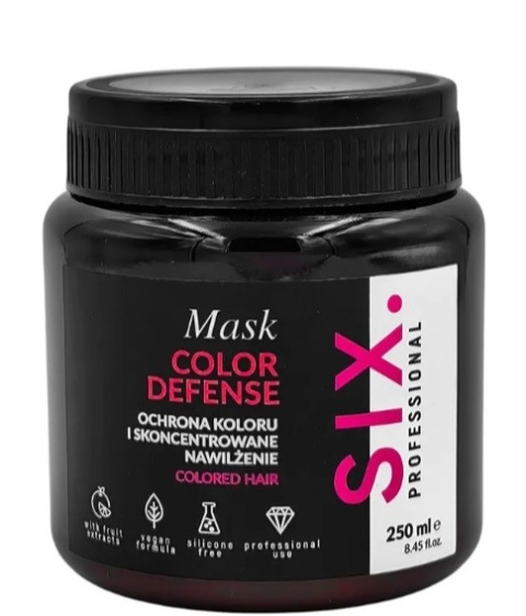 SIX PROFESSIONAL COLOR DEFENSE MASKA DO WŁOSÓW FARBOWANYCH OCHRONA KOLORU I NAWILŻENIE 250 ML