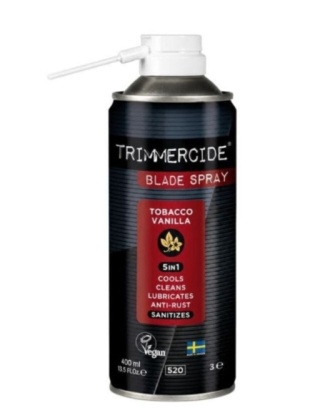 TRIMMERCIDE SPRAY DO CZYSZCZENIA I KONSERWACJI OSTRZY MASZYNEK 5W1 TOBACCO VANILLA 400 ML